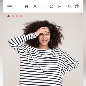 HATCH Womens Striped Long Sleeve Tee Size 0 Maternity Boatneck Shirt Soft Jersey